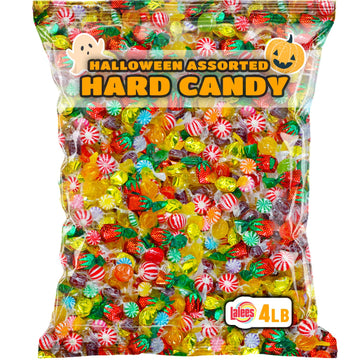 Bulk Halloween Hard Candy - 4 Pounds - Hard Candy Individually Wrapped - Office Candy - Bulk Candy Variety Pack - Classic Hard C