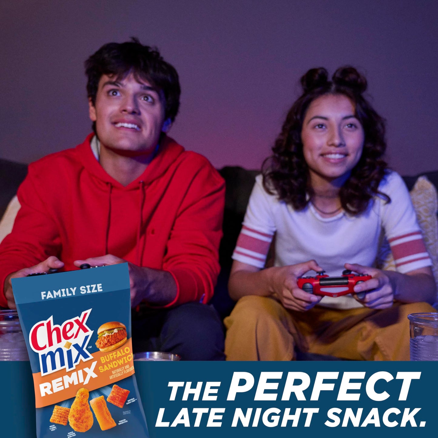 Chex Mix Remix Buffalo Sandwich Savory Snack Mix, Snacks, Family Size, 11 oz