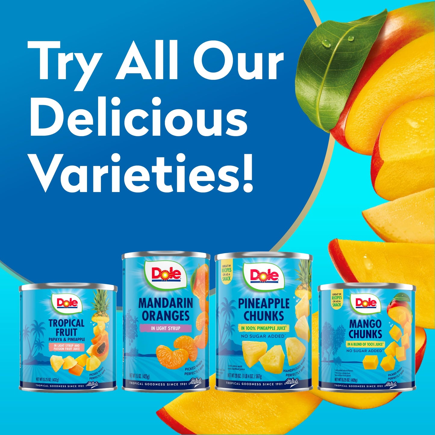 Dole Mango Slices in Heavy Syrup - Dole Canned Fruit - Rich Source of Vitamin C - 15.5 oz Cans - 12 Pack