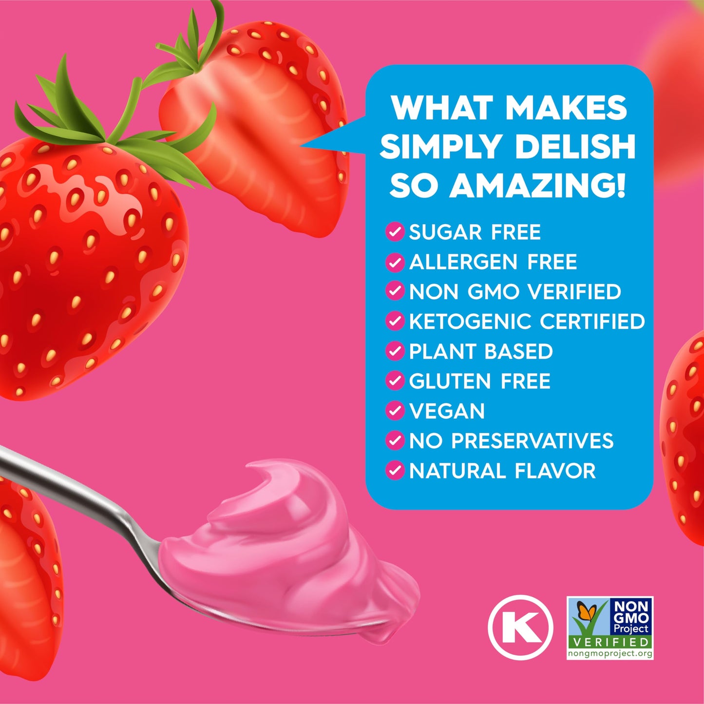 Simply Delish Instant Delicious Strawberry Pudding 6 Pack - Low Carb, Zero Sugar, Gluten Free, Allergen Free, Non-Gmo, Vegan & P
