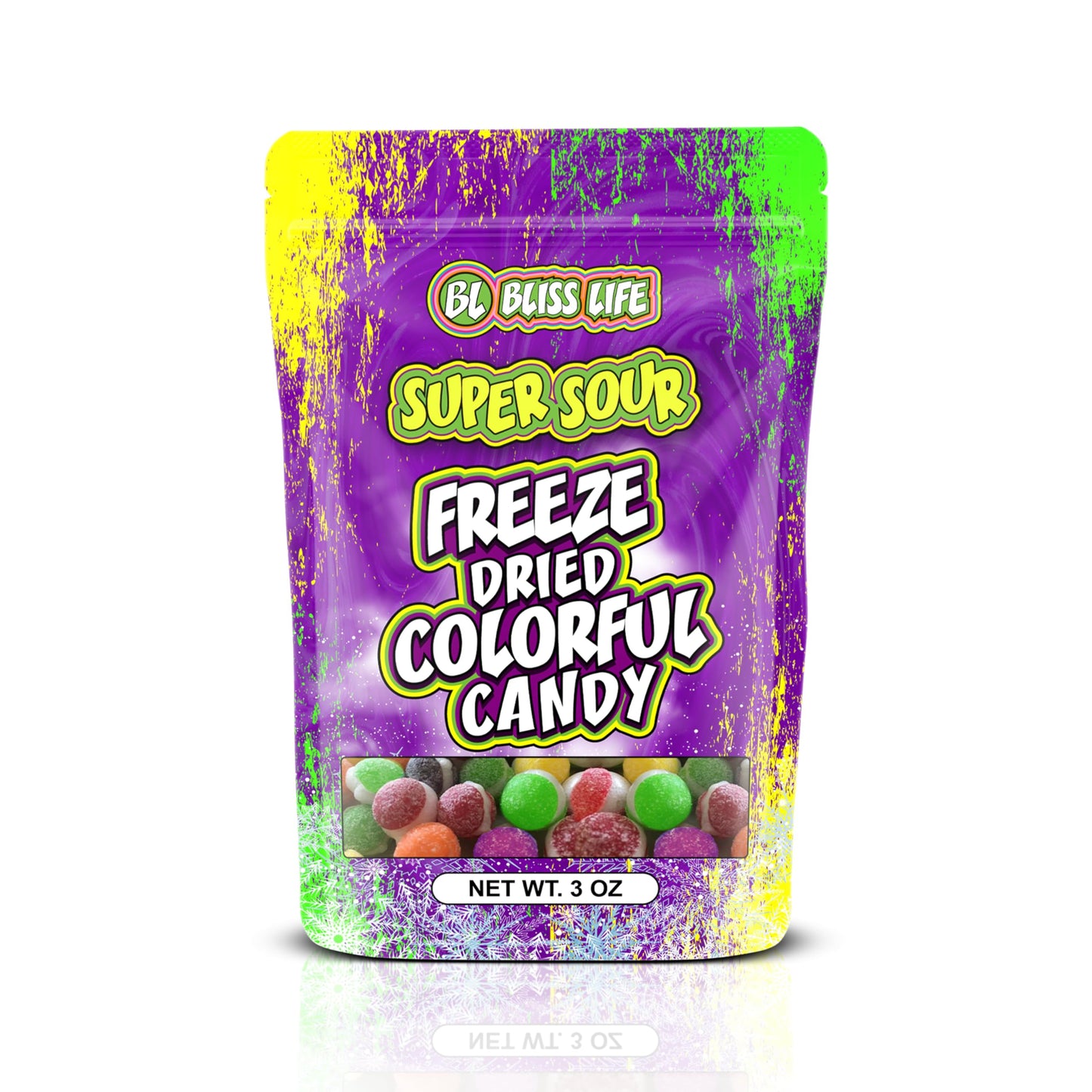 Super Sour Freeze Dried Rainbow Candy Freeze Dried Sour Skittles Candy 3Oz Package. Very Sour Freeze Dried Candy. Unique, Weird