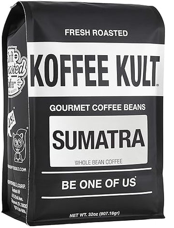 Koffee Kult Sumatra Coffee Beans Dark Roast - Indonesian Fresh Roasted Coffee Beans (Whole Bean, 32Oz)