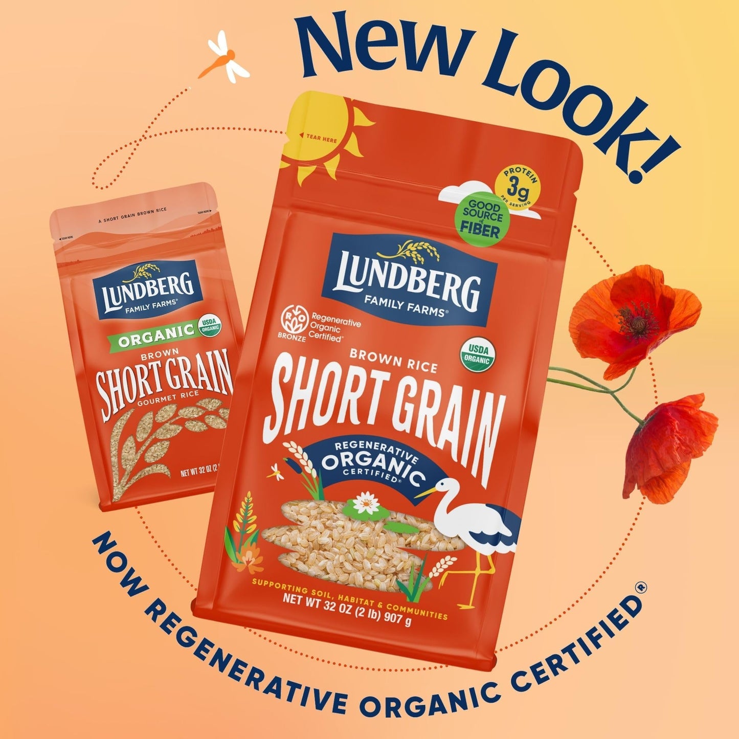 Lundberg Short Grain Brown Rice, Regenerative Organic Certified, Slightly Nutty, 32 Oz, California Grown