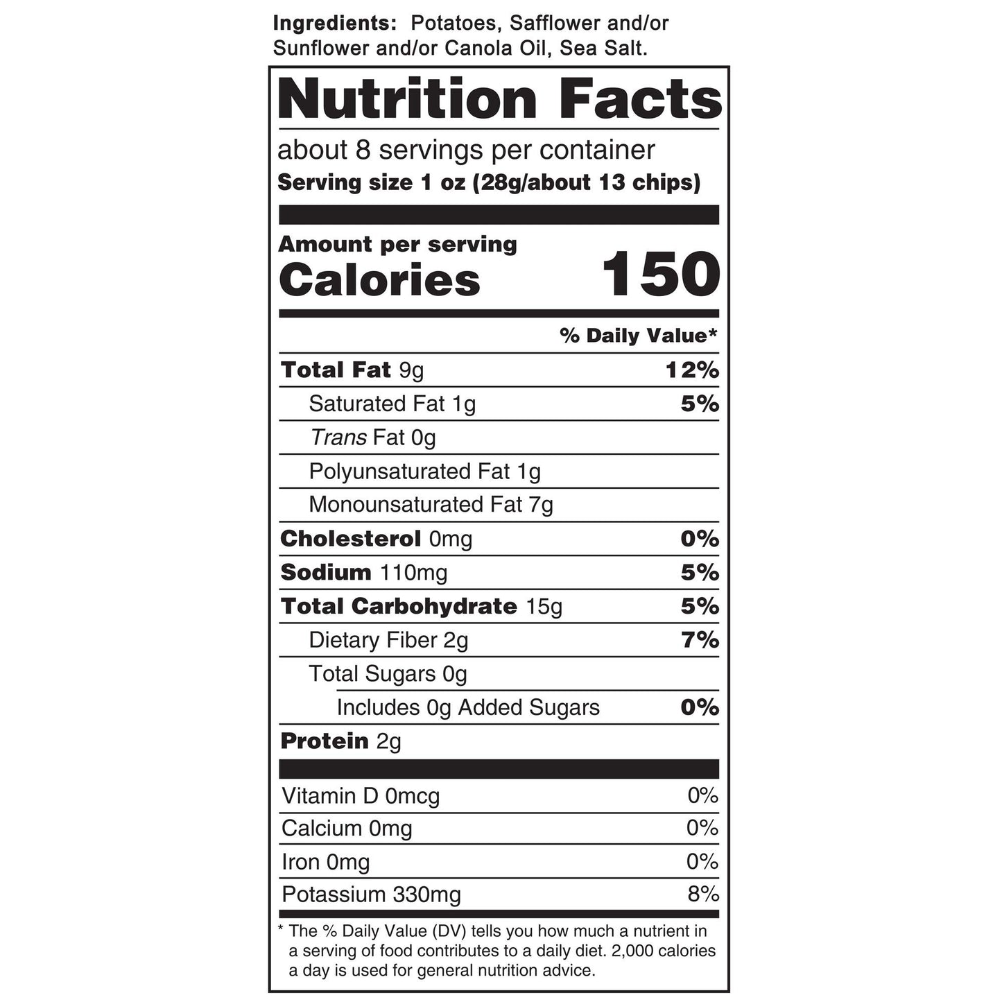 Kettle Brand Potato Chips, Sea Salt, 8.5 Ounce Bags (Pack Of 12)