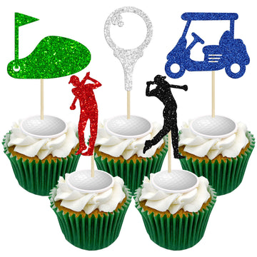 Gyufise 30 Pack Golf Cupcake Toppers Golf Ball Player Cake Decorations Golf Cupcake Picks For Sport Theme Man Boy Girl Birthday