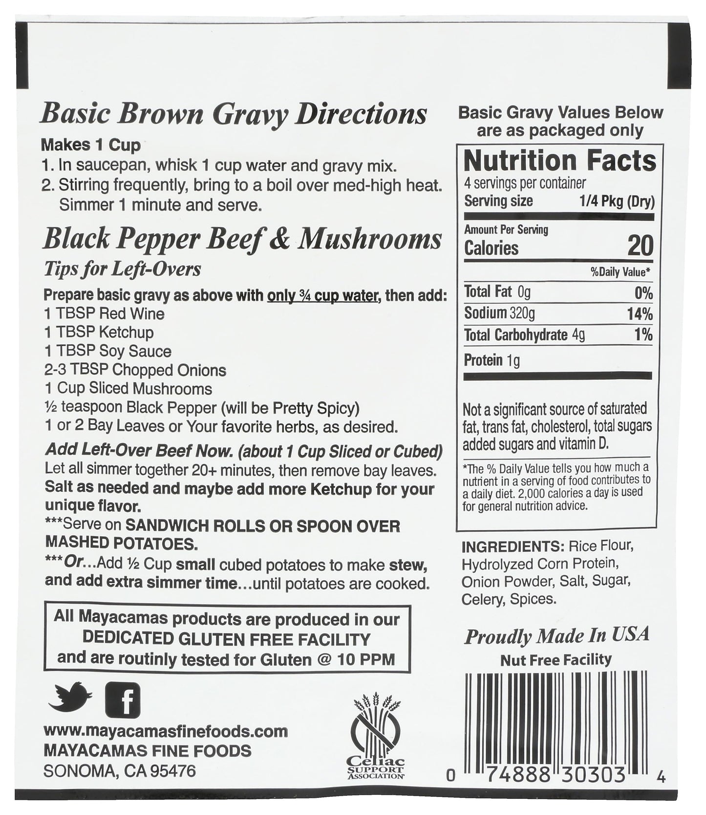 MAYACAMAS FINE FOODS Gravy Mix Brown, 0.7 OZ