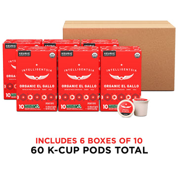 Intelligentsia Coffee K-Cup Pods, Light Roast, Organic El Gallo, 60 Count (6 Boxes of 10 Pods)
