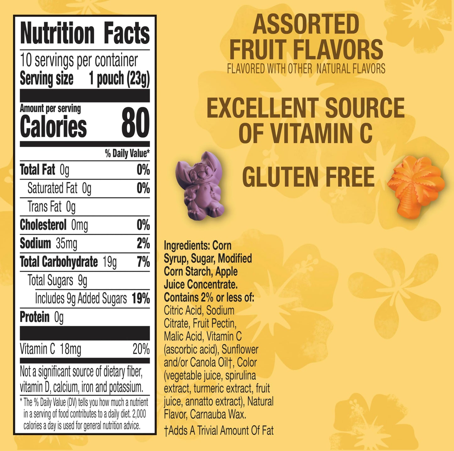 Disney Stitch Fruit Flavored Snacks  Fat Free and Gluten Free Snacks  8 oz (10 Pouches)