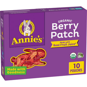 Annie'S Organic Berry Patch Bunny Fruit Flavored Snacks, Gluten Free, 10 Pouches, 7 Oz.