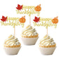24 Pcs Happy Thanksgiving Cupcake Toppers With Glitter Maple Leaf Pumpkin Fall Theme Thanksgiving Cupcake Picks For Happy Thanks