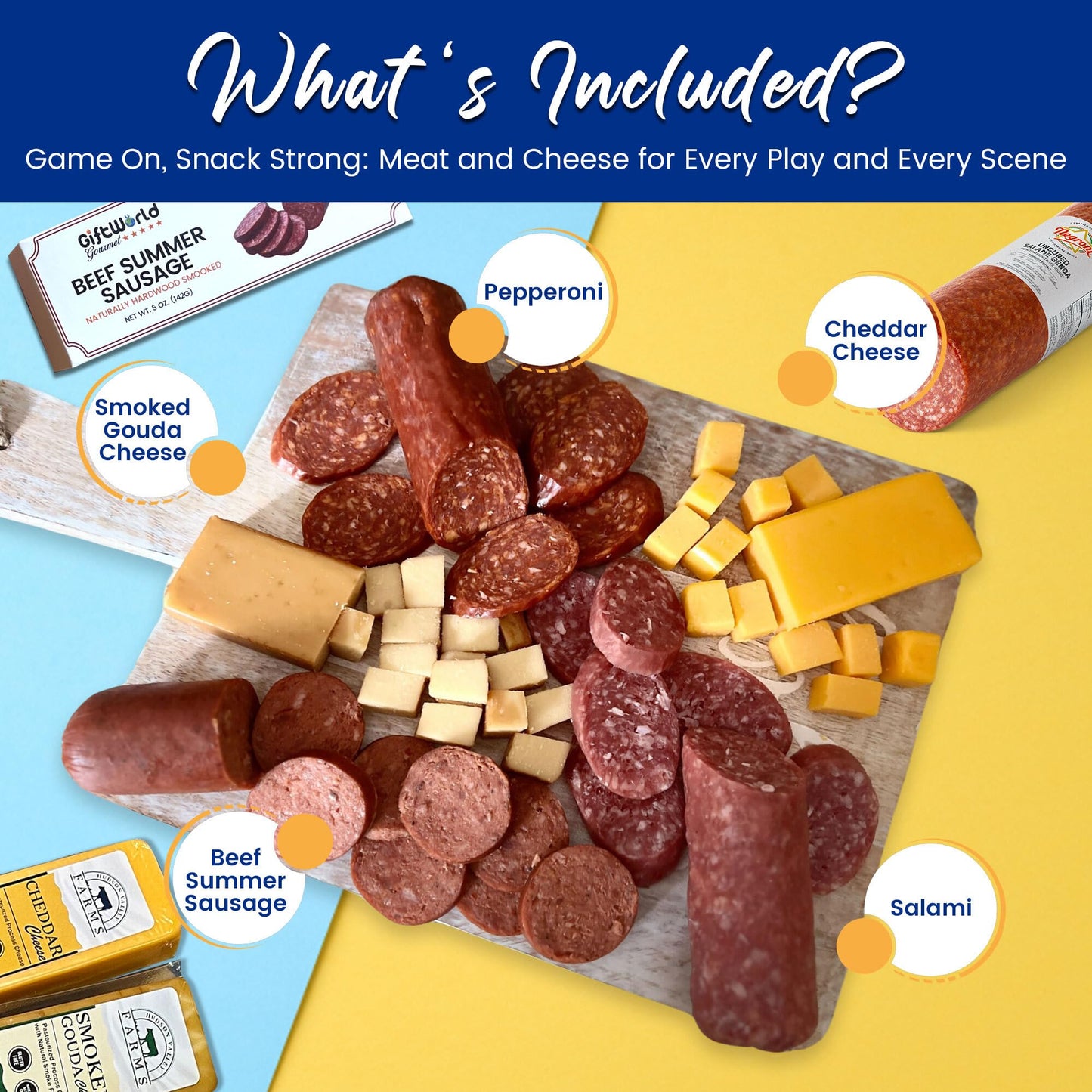 GiftWorld Charcuterie Gift Basket - Meat & Cheese Bundle, Perfect for Fathers Day, Mothers Day, Easter, and Holiday Gifting