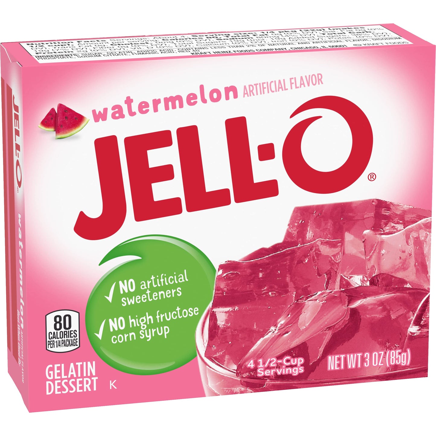 Jell-O Watermelon Gelatin Dessert, 3 Oz (Pack Of 24)
