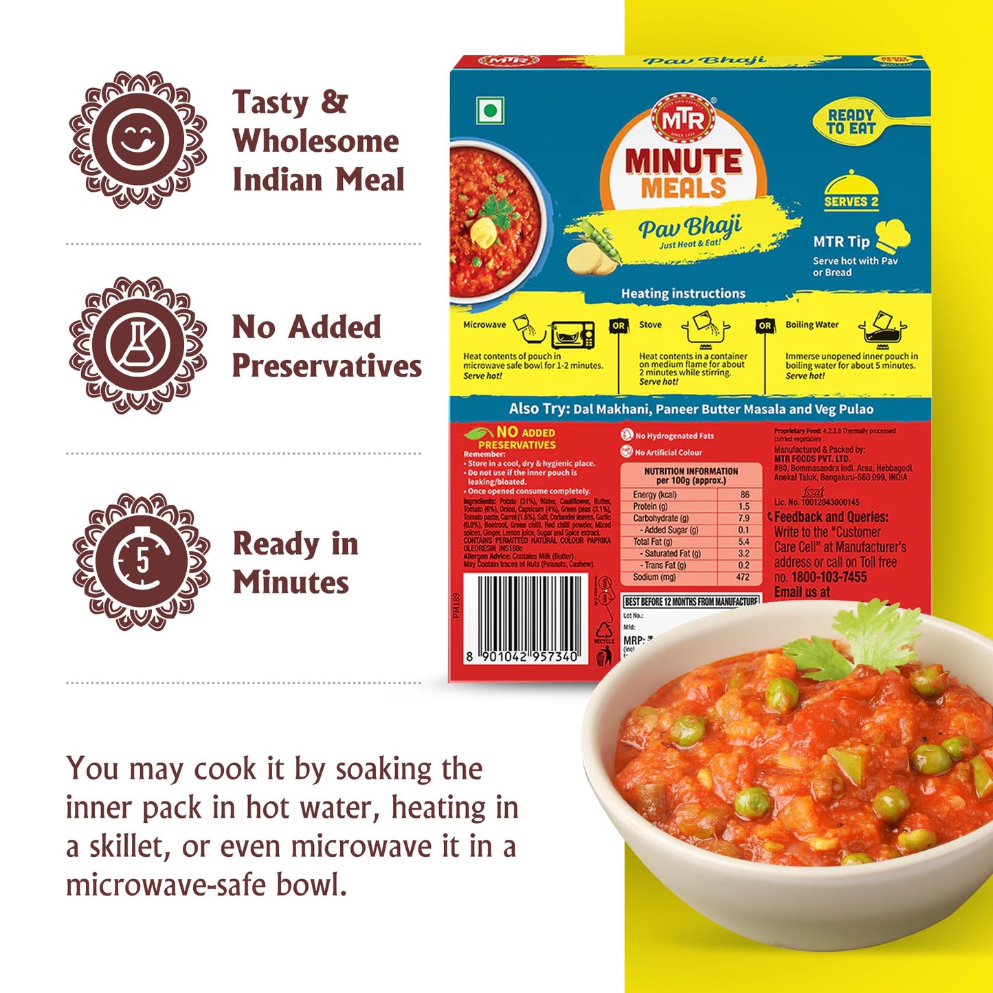 Mtr Pav Bhaji, 10.5-Ounce Boxes (Pack Of 10)