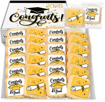 24 Graduation Cookies Gift Basket Box 2024 | Individually Wrapped | 4 Pack | Congratulations Congrats Grad for Women Men Kids | 