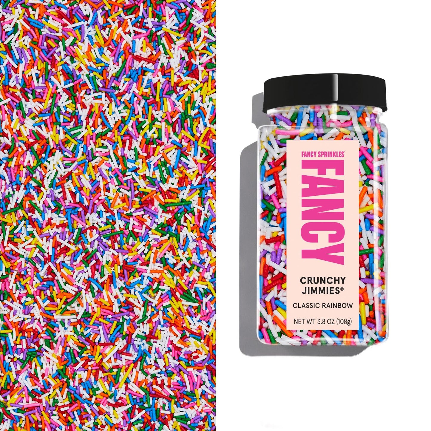 Fancy Sprinkles Classic Rainbow Crunchy Jimmies, Real Sugar, For Ice Cream, Cookies, Cakes, Cupcakes, Dessert Decorating, Origin