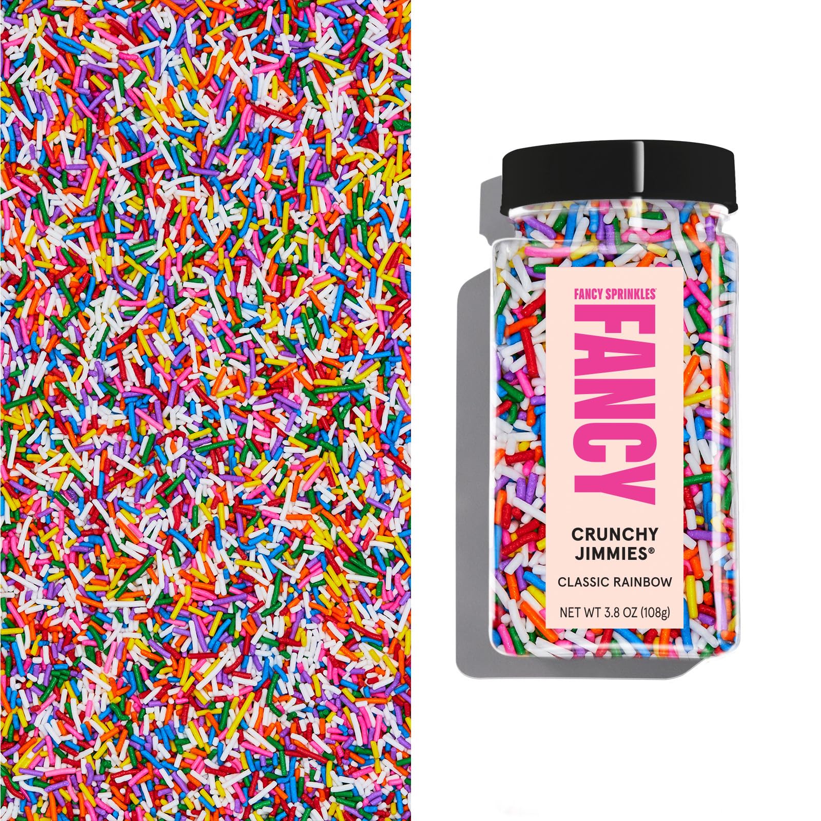 Fancy Sprinkles Classic Rainbow Crunchy Jimmies, Real Sugar, For Ice Cream, Cookies, Cakes, Cupcakes, Dessert Decorating, Origin