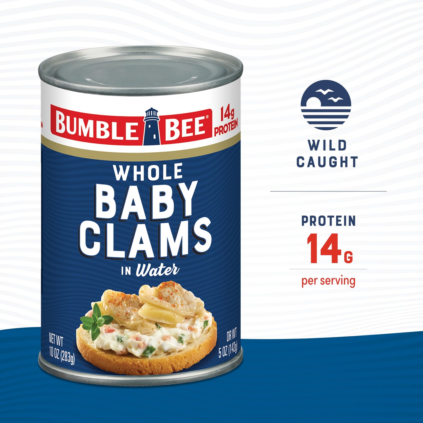 Bumble Bee Whole Baby Canned Clams - Ready to Eat - 10 oz Can - 14g Protein - Gluten Free
