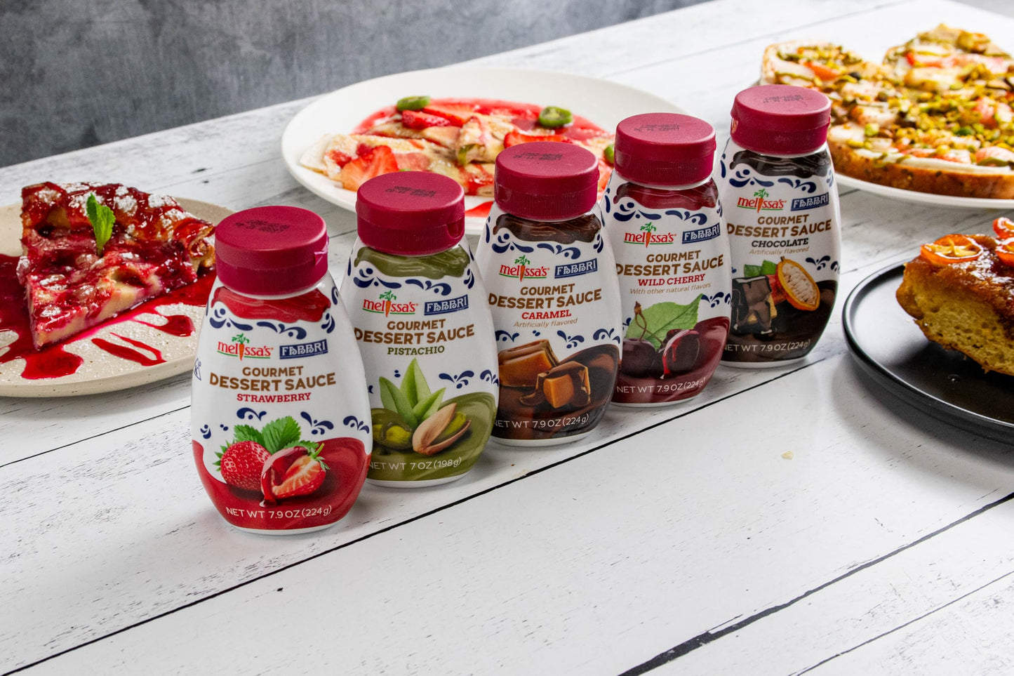 Fabbri Gourmet Dessert Sauces, Variety Pack Of Strawberry, Wild Cherry, Pistachio, Chocolate, And Caramel Flavors, Flavoring Sau