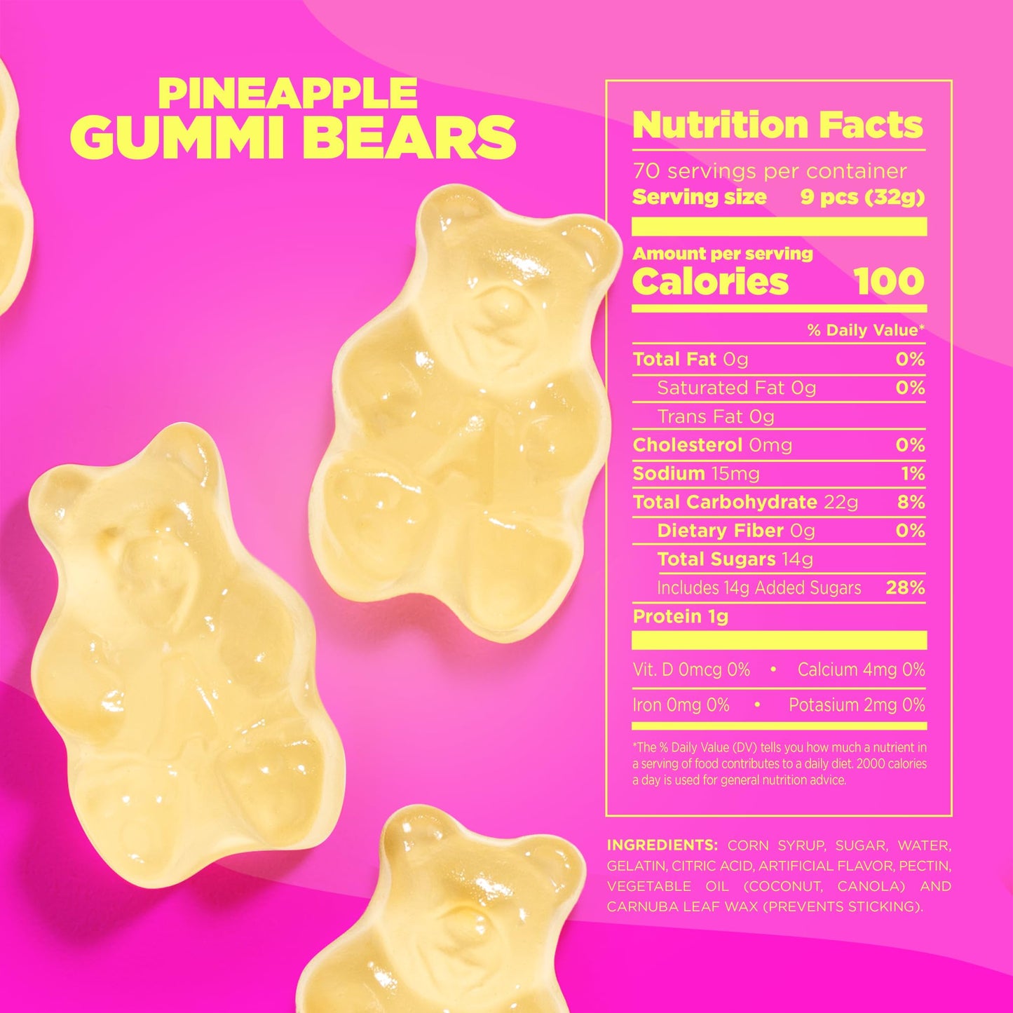 Albanese Worlds Best Pineapple Gummi Bears | 5lbs of Candy | Gluten Free, Fat Free, Soft and Chewy Gummy Bears | Perfect for Bi