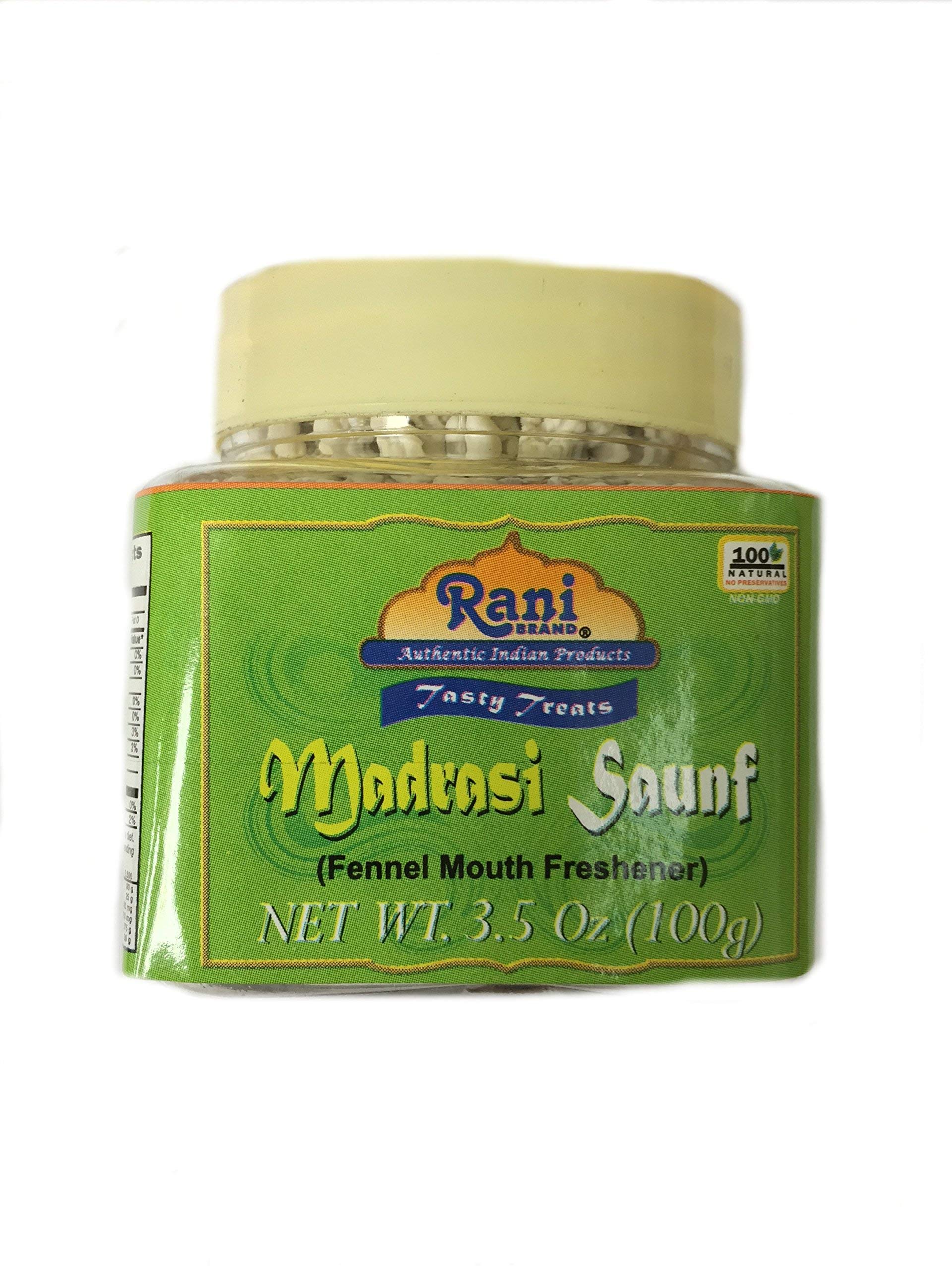 Rani Sweet Menthol Fennel Candy (Madrasi Saunf) 3.5oz (100g) ~ Indian After Meal Digestive Treat | Vegan | Gluten Friendly | NON