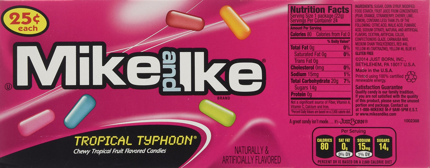 Mike And Ike Tropical Typhoon, 0.78 Ounce (Pack Of 24)