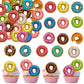 Fyeoxle 36PCS Edible Donut Cupcake Toppers Wafer Paper Sweet Donuts Cupcake Picks Edible Donut Party Cupcake Decorations for Swe