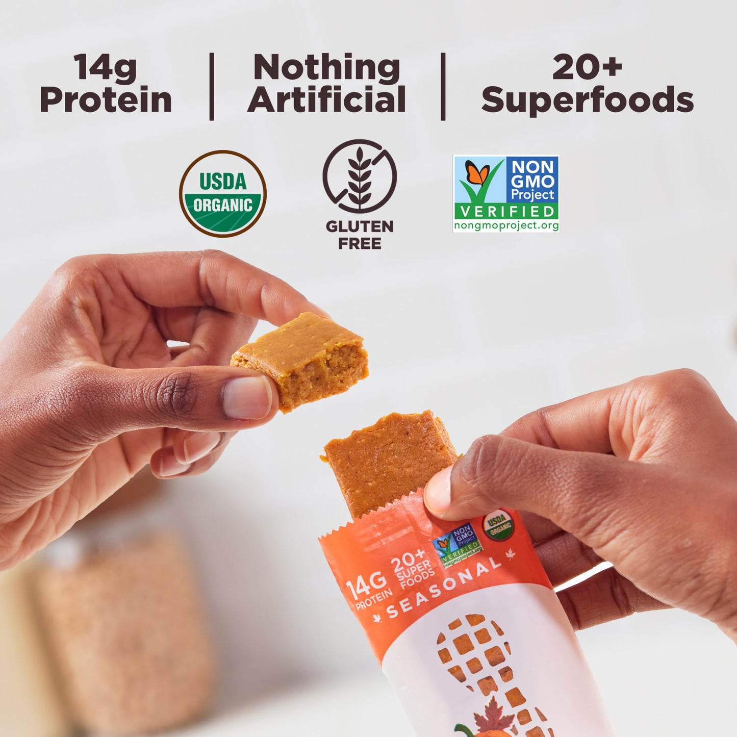 Perfect Bar Pumpkin Pie Protein Bar, Organic, Gluten Free, Non-GMO, 2.2 oz, 24 Count