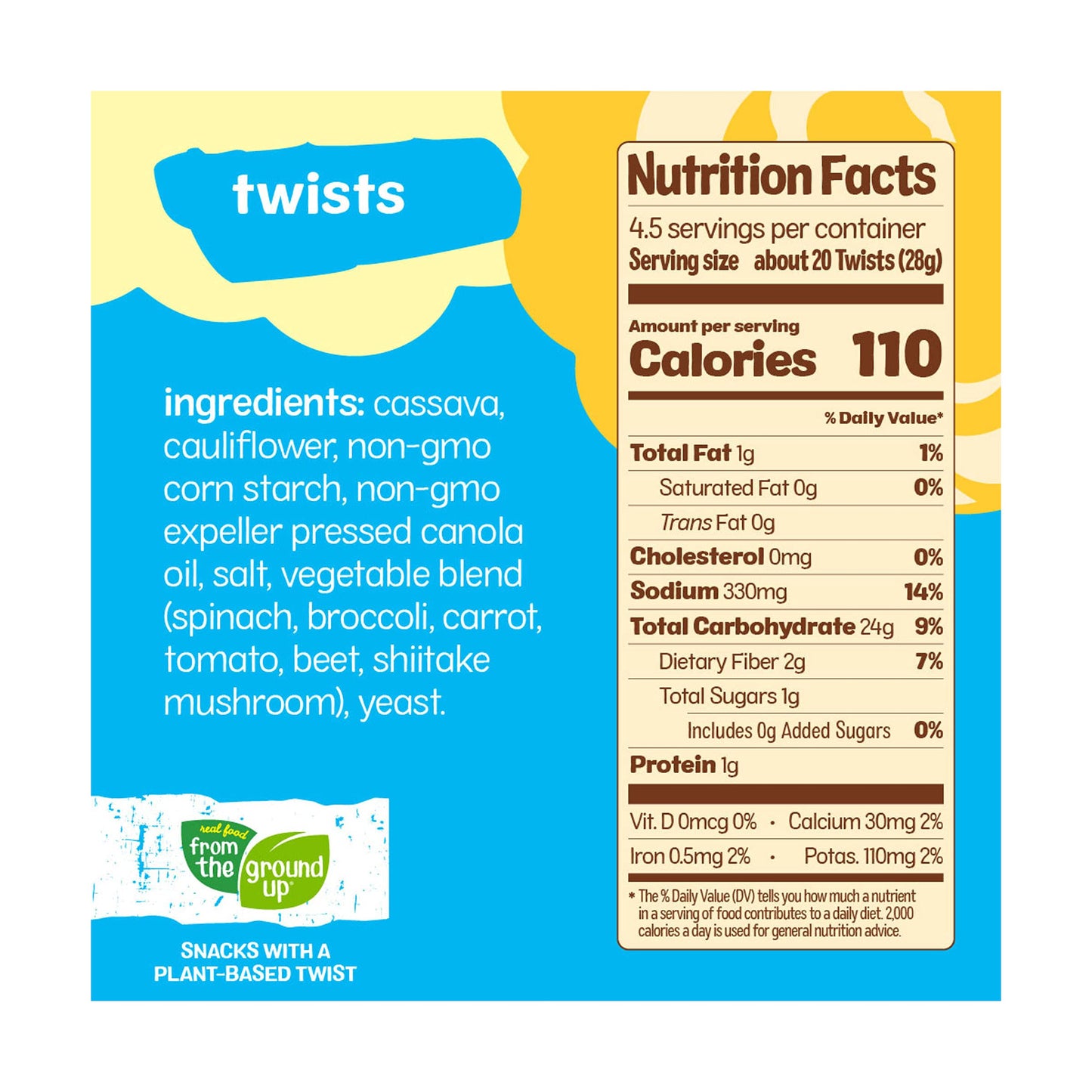 FROM THE GROUND UP Cauliflower Pretzel Twists, 4.5 Ounce, Gluten-Free Snack