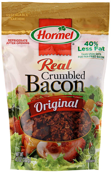 Hormel Real Bacon Crumble Topping, 4.3 Oz Pouch, Pack of 1, Convenient Bacon Topping for Salads and Snacks
