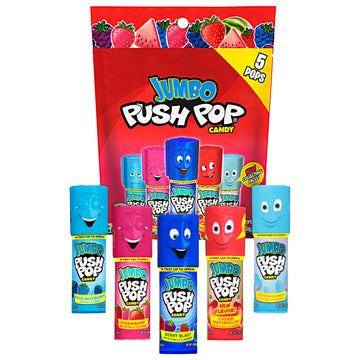 Push Pop Jumbo Lollipop Assorted Flavors, 5 Count