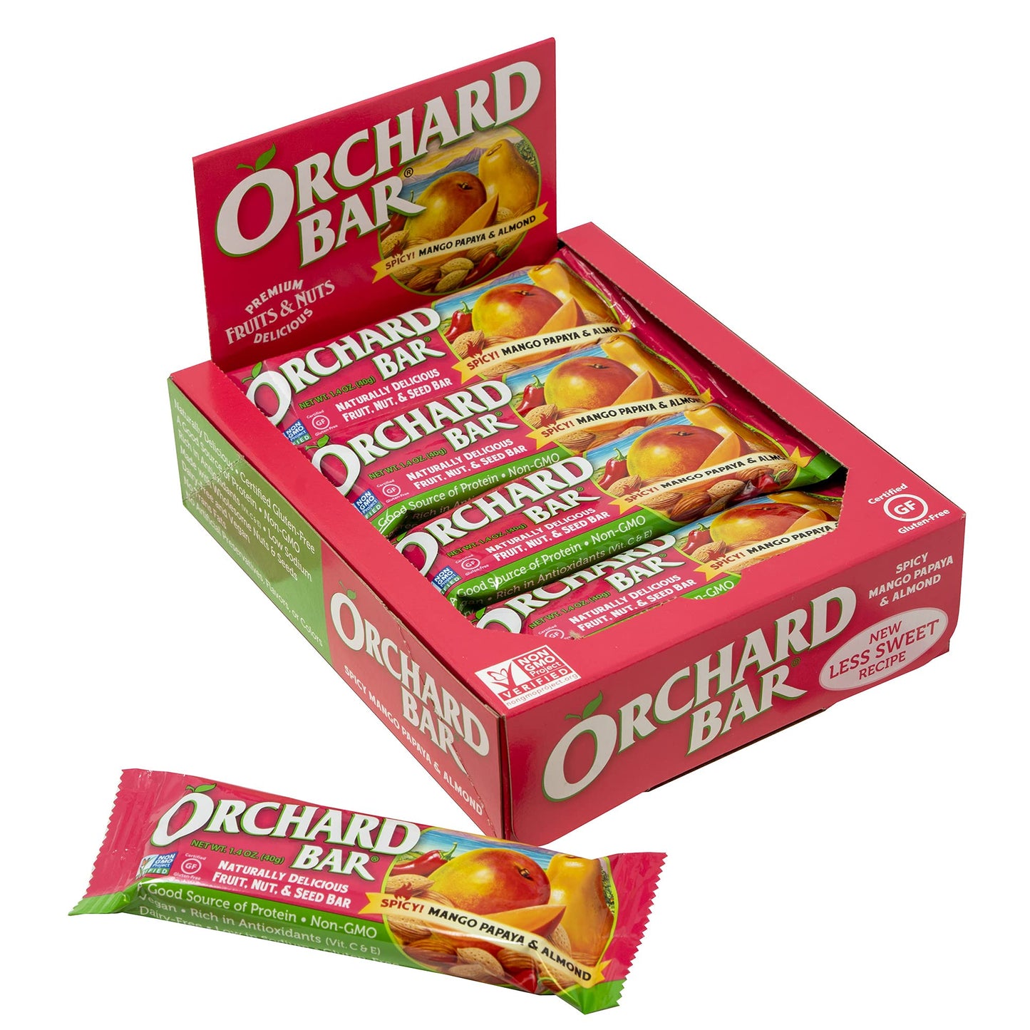 Orchard Bars Non-Gmo Fruit & Nut Bars, Mango Papaya Almond, 1.4 Oz, Pack Of 12