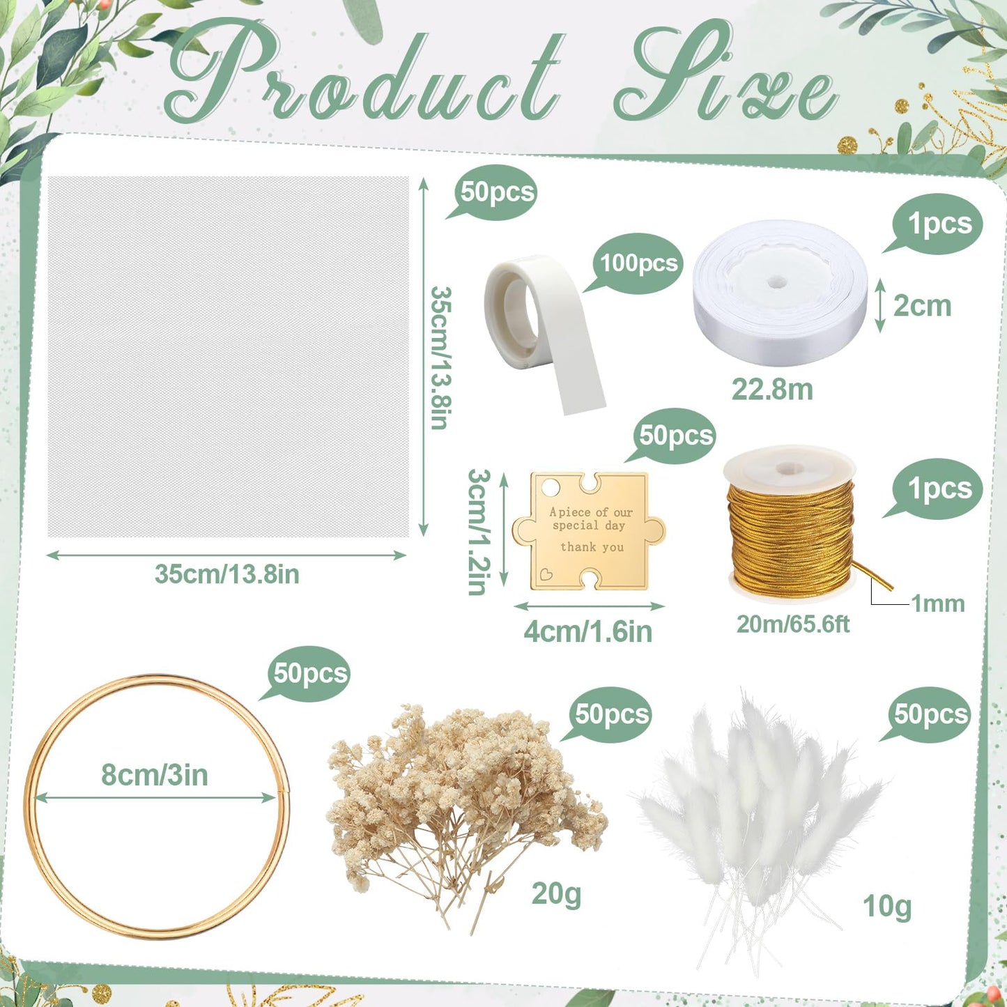 AceOrbit 50 Sets Wedding Almond Candy Favors for Guests Include Ring and Tulle Bag DIY Marzipan Souvenirs for Engagement Bridal