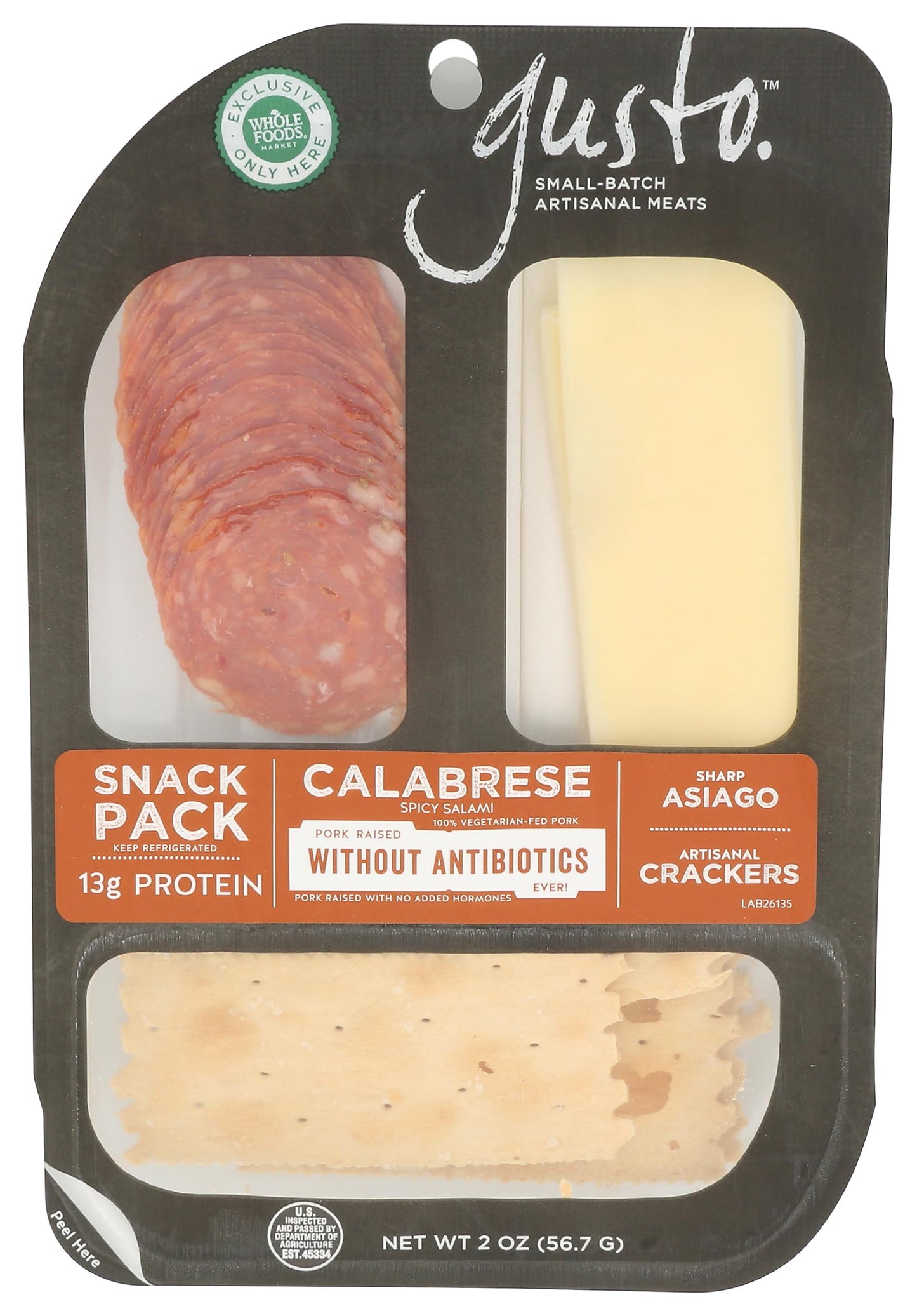 GUSTO Calabrese and Asiago Snack Pack, 2 OZ