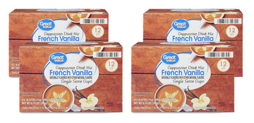 Great Value Cappuccino Coffee and Hot Drink Single Serve Pods  12 Count (French Vanilla Cappuccino  Pack of 4)