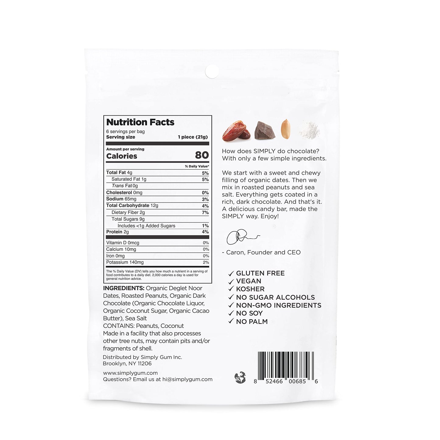 Simply Chocolate Date Salted Peanut Bar 4.5 OZ