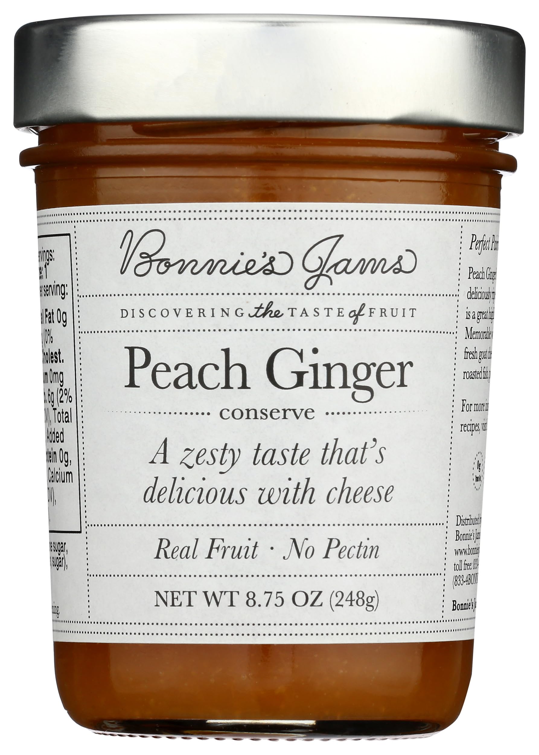 Bonnies Jams, Peach Ginger Jam, 8.75 Ounce