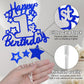 OffiCreative Happy 1st Birthday Cake Topper, Blue Silver Glitter Cardstock Decoration for 1 Year Old Baby Birthday Party