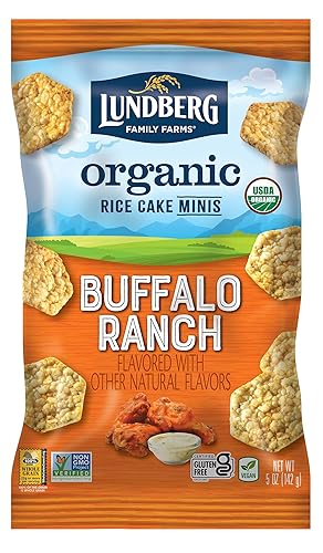 Lundberg Organic Buffalo Ranch Rice Cake Minis 5Oz Gluten-Free Whole Grain Vegan Usda Certified Organic Non-Gmo Project Verified