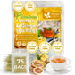 FRESHDRINKUS Lemon Ginger Herbal Tea Bags, 100% Natural, Vegan, 75 Tea Bags