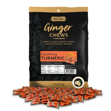 Bali'S Best Ginger Chews - Soothing Turmeric Flavor (2.2 Lb Bulk Bag) 100% Real Ginger, Sweet Spicy Chewy Ginger Candies, Great