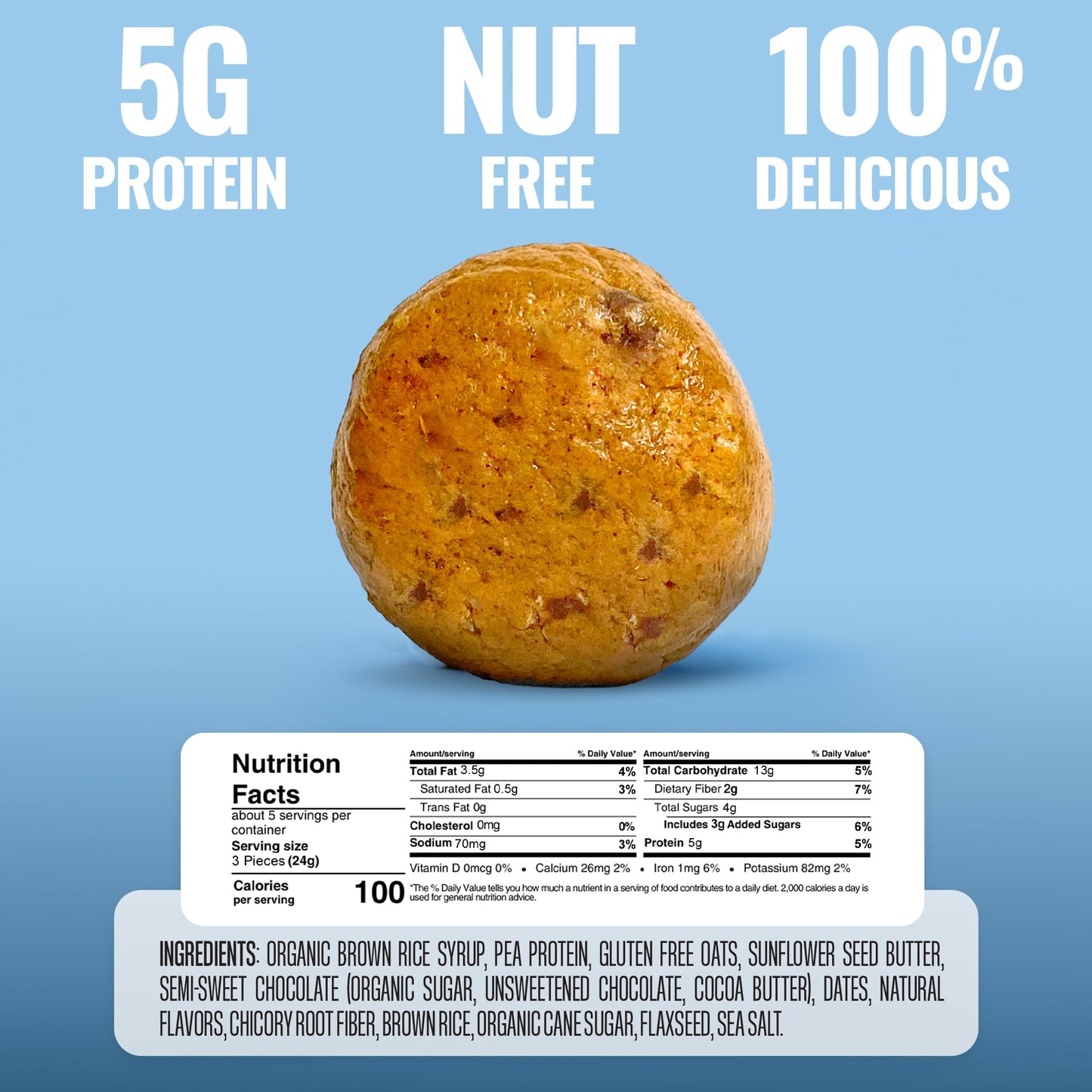 The GFB Gluten Free Chocolate Chip Cookie Dough Bites - Vegan, Nut Free, 4 oz (6 Count)