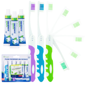 Travel Toothbrush, Portable Toothbrush Built In Cover, Travel Size Toothbrush Hiking, Camping, Traveling, Folding Toothbrushes, 