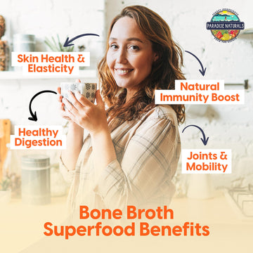 Paradise Naturals Beef Bone Broth Protein Powder, 100% Grass-Fed, 15g Protein, 8 Servings, Non-GMO, Low Sodium, Gluten-Free
