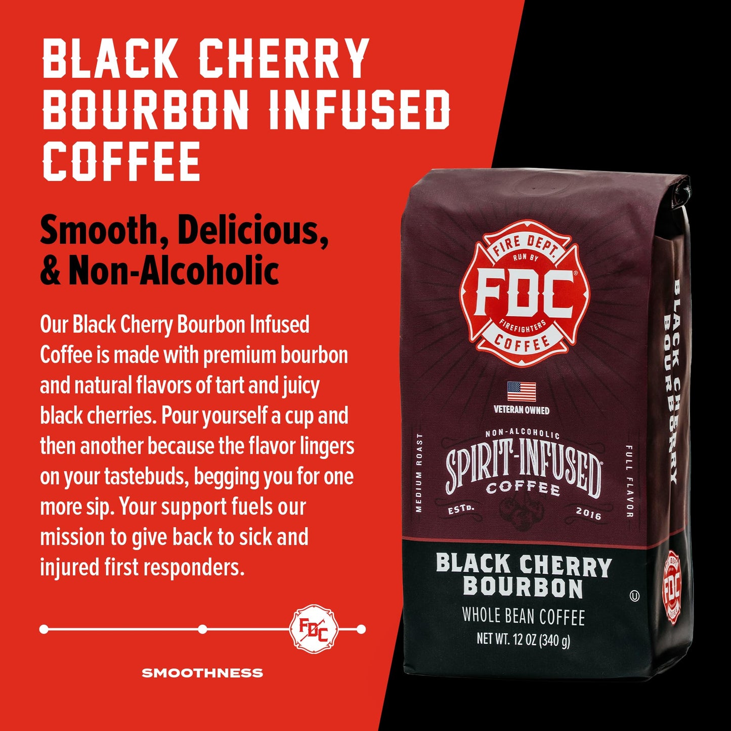 Fire Department Coffee Black Cherry spirit-inspired flavor Coffee - Premium Ground - 12 oz - Non-  ic - Veteran Owned - Roasted in the USA