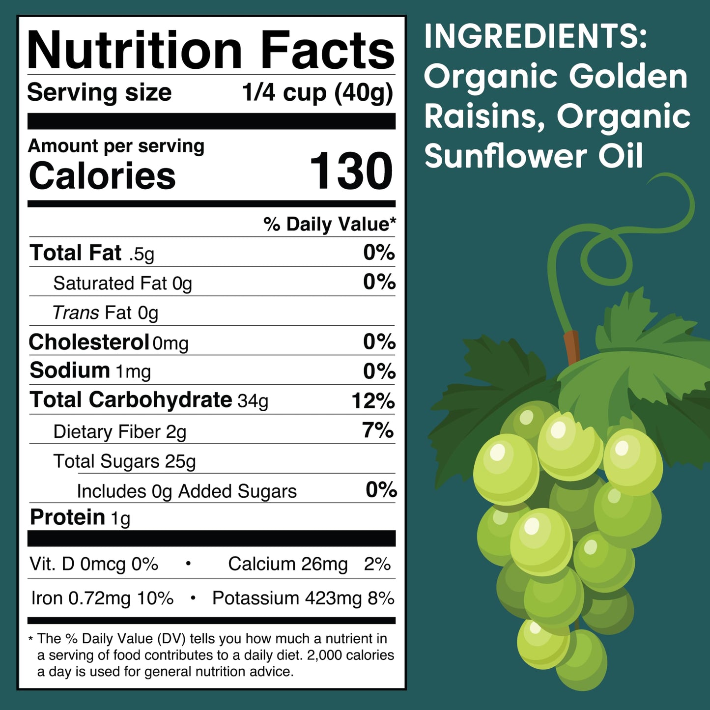 Wilderness Poets Organic Golden Raisins - No Added Sugar, Bulk Dried Fruit, 2 Pound (32 Ounce) Pack
