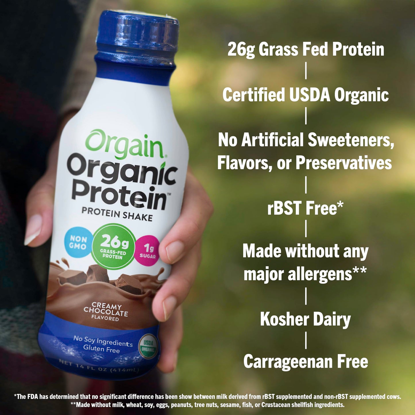 Orgain Organic Protein Shake, Creamy Chocolate, 26g Protein, Gluten Free, Ready to Drink, 14 Fl Oz (Pack of 12)