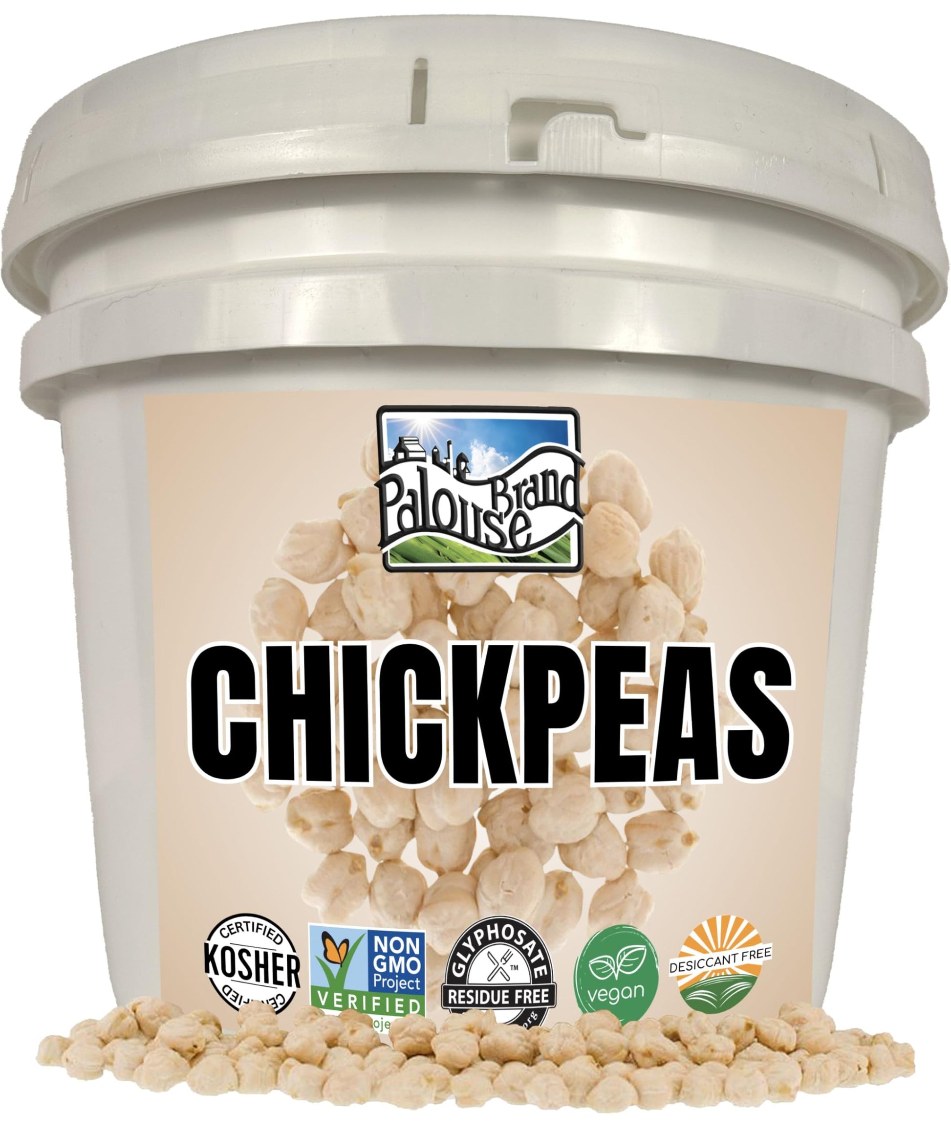 Palouse Brand Chickpeas | Certified Glyphosate Residue Free | Non-GMO | 25 LBS Emergency Food Storage Bucket