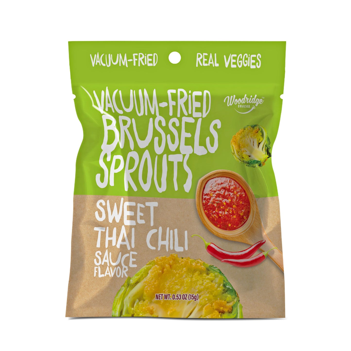 Woodridge Vacuum Fried Brussels Sprouts, Thai Chili Sauce, 6 Pack, 0.53 OZ Bags