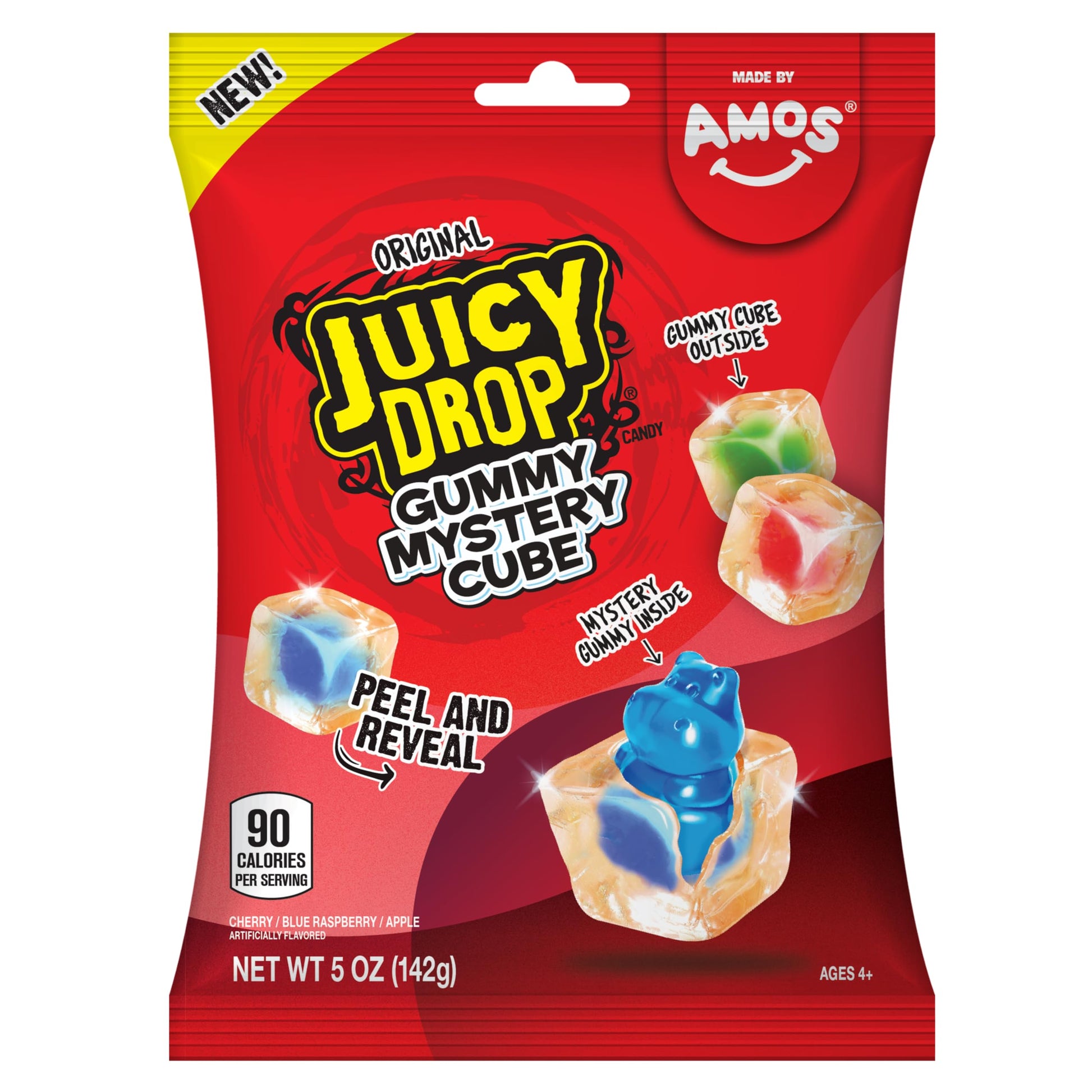 Juicy Drop Christmas Mystery Gummy Candy Cubes, Original Flavor, 5Oz, Peelable Strawberry Gummy Cube, Mystery Animal Inside, Interactive 2-In-1 Treat For Party Favors, Stocking Stuffers, Kids Gifts