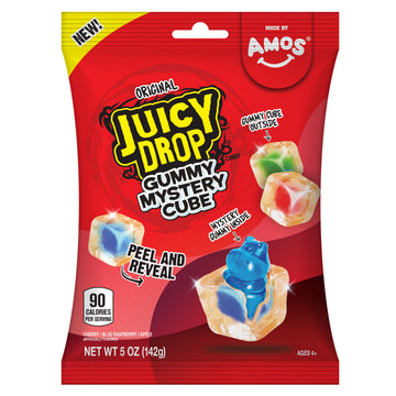Juicy Drop Christmas Mystery Gummy Candy Cubes, Original Flavor, 5Oz, Peelable Strawberry Gummy Cube, Mystery Animal Inside, Interactive 2-In-1 Treat For Party Favors, Stocking Stuffers, Kids Gifts